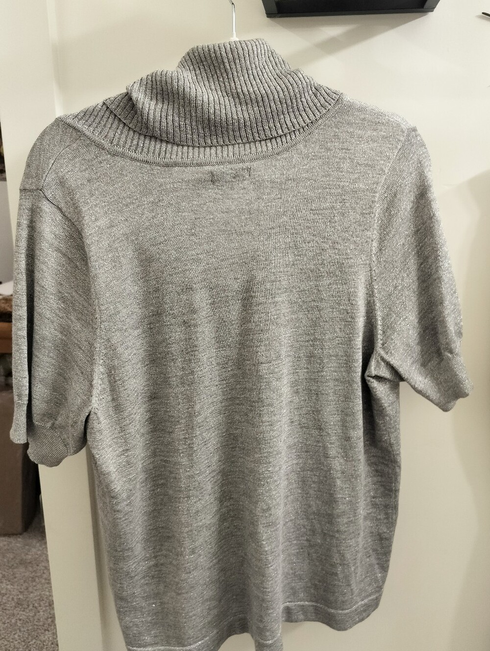 Apt. 9 Women's XL(OX) Metallic Silver Gray Marled ShortSleeve Cowl Neck Sweater - Picture 4 of 8